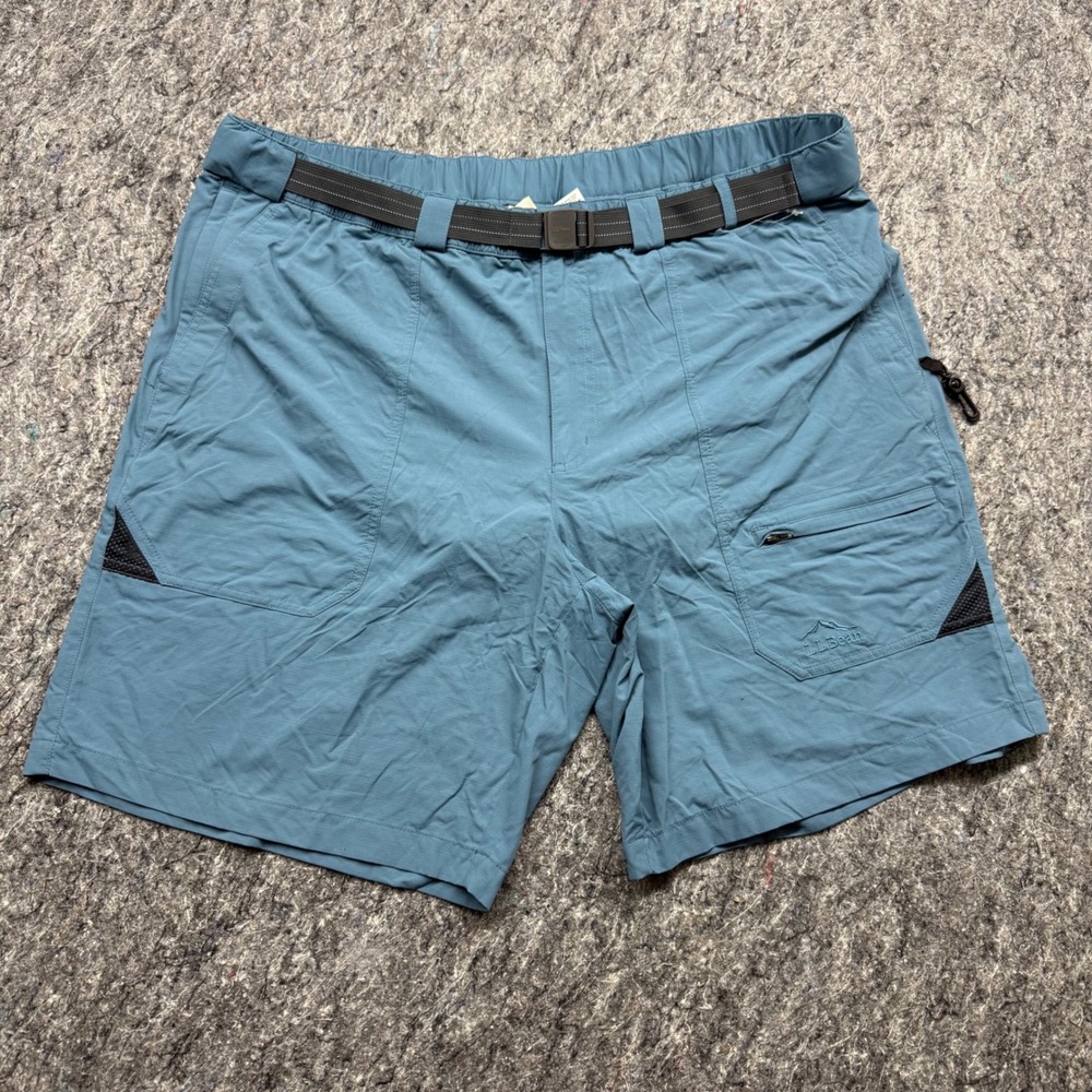 LL Bean Cresta Hiking Shorts Mens XL Blue Nylon Belted Cargo Trail 506420